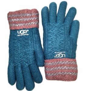 UGG Blue and Pink Knit Gloves